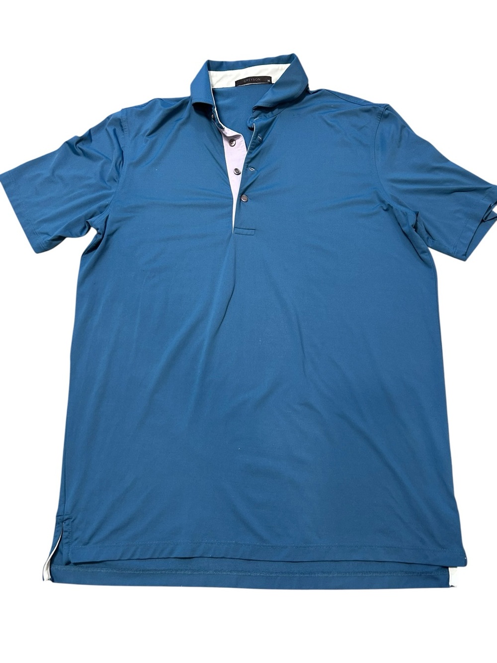 Greyson men’s blue short sleeve performance polo size medium golf preppy tennis
